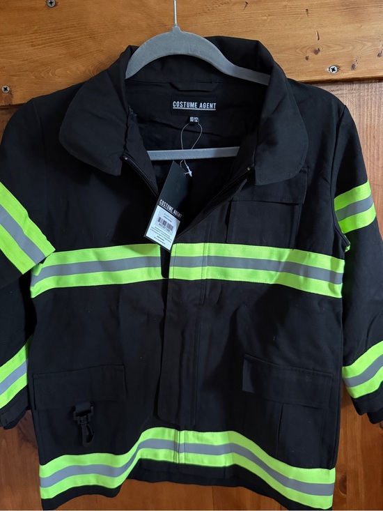 Other - *NEW* Halloween Costume Kids Firefighter Costume Black Jacket & pants with Neon